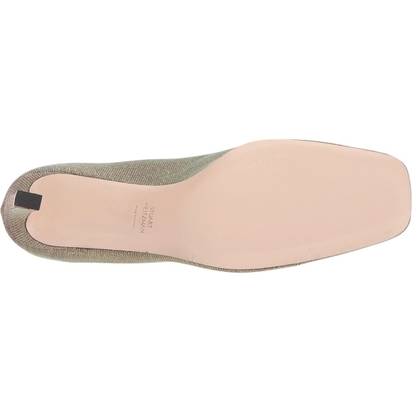 Stuart Weitzman Chelsea Gold Heel Pump Square Toe Dress Evening Fashion Shoe 9.5 - Picture 6 of 14